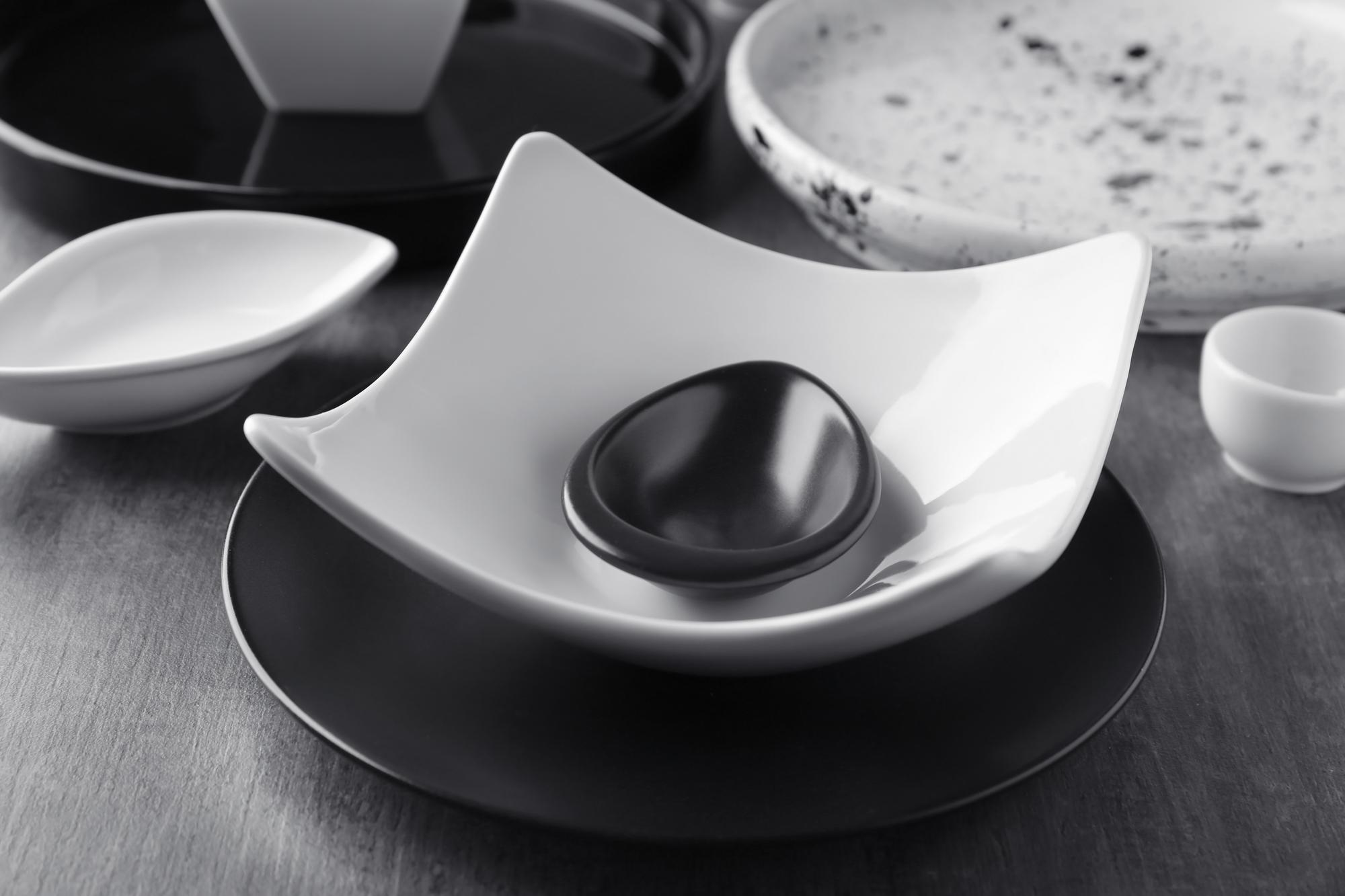 Workshop kitchen with precise tools and plated dishes